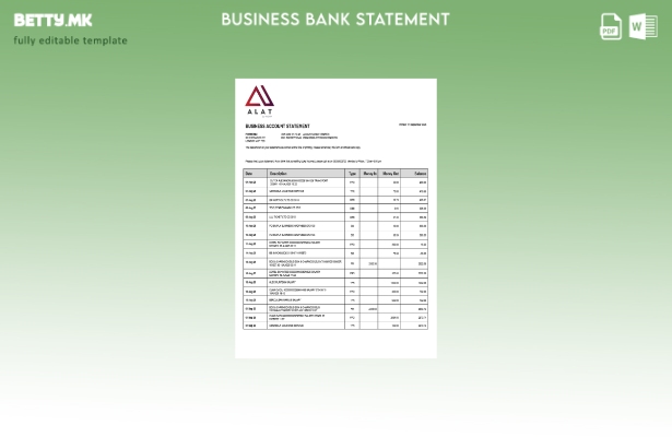 модерен стил ALAT цврста изјава за сметка Шаблон Word и PDF шаблон ().